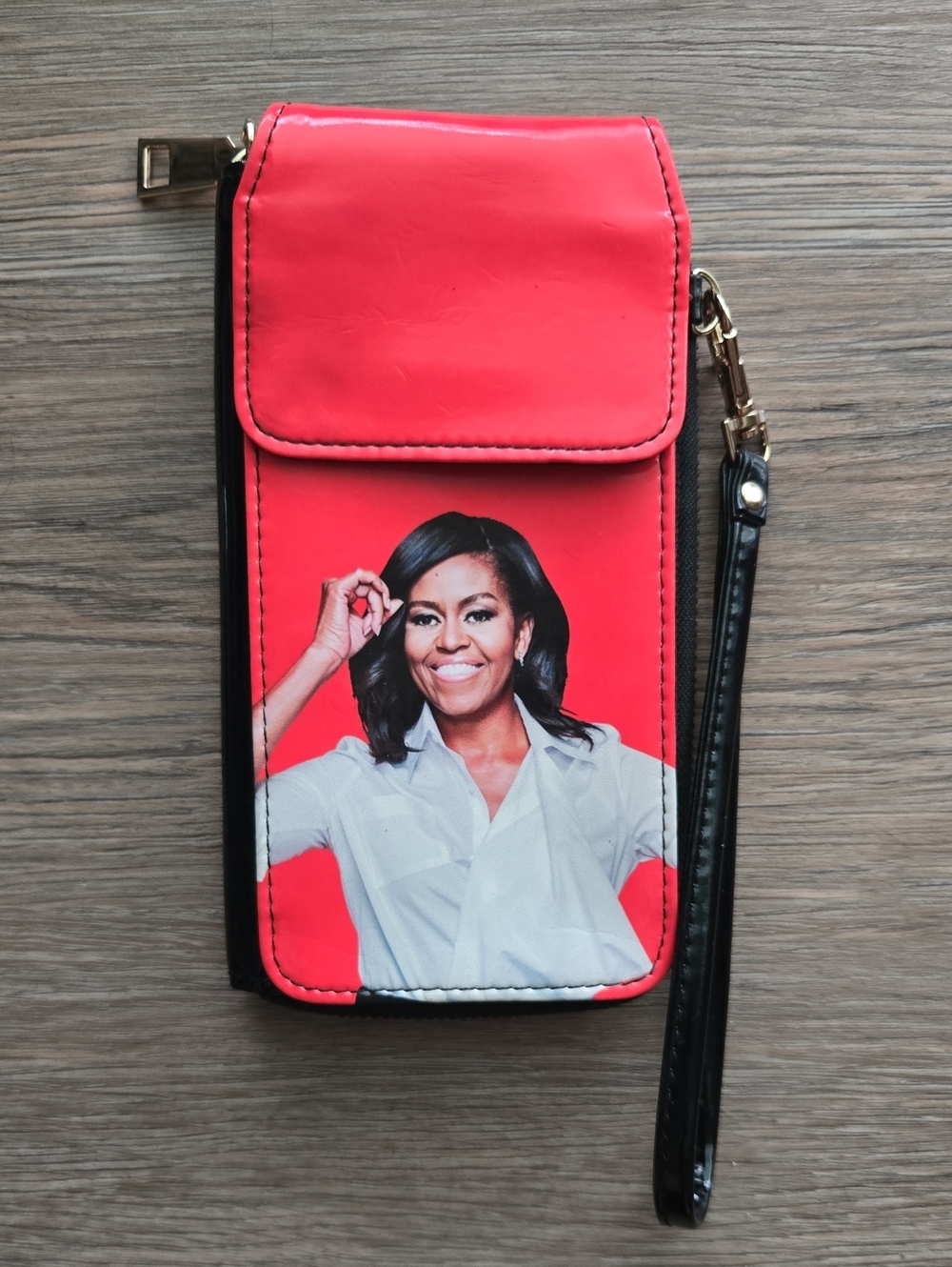 Michelle Obama High Gloss Wristlet Phone Clutch